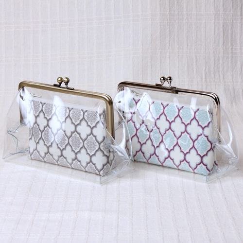 クリアビニールがま口ポーチ・インナーポーチ付き【モロッカン柄  