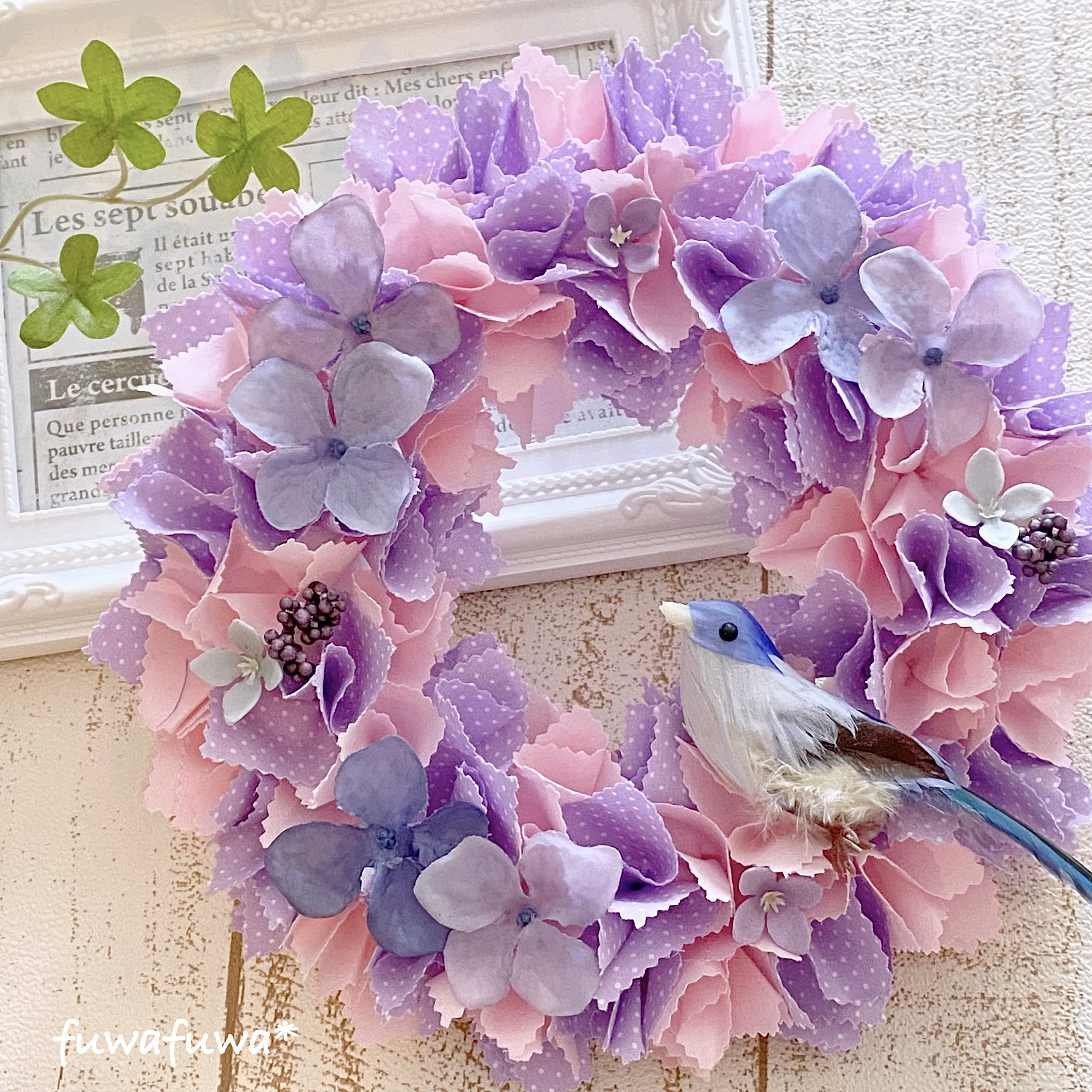 感謝品 布リース*紫陽花パレット* フラワー・リース