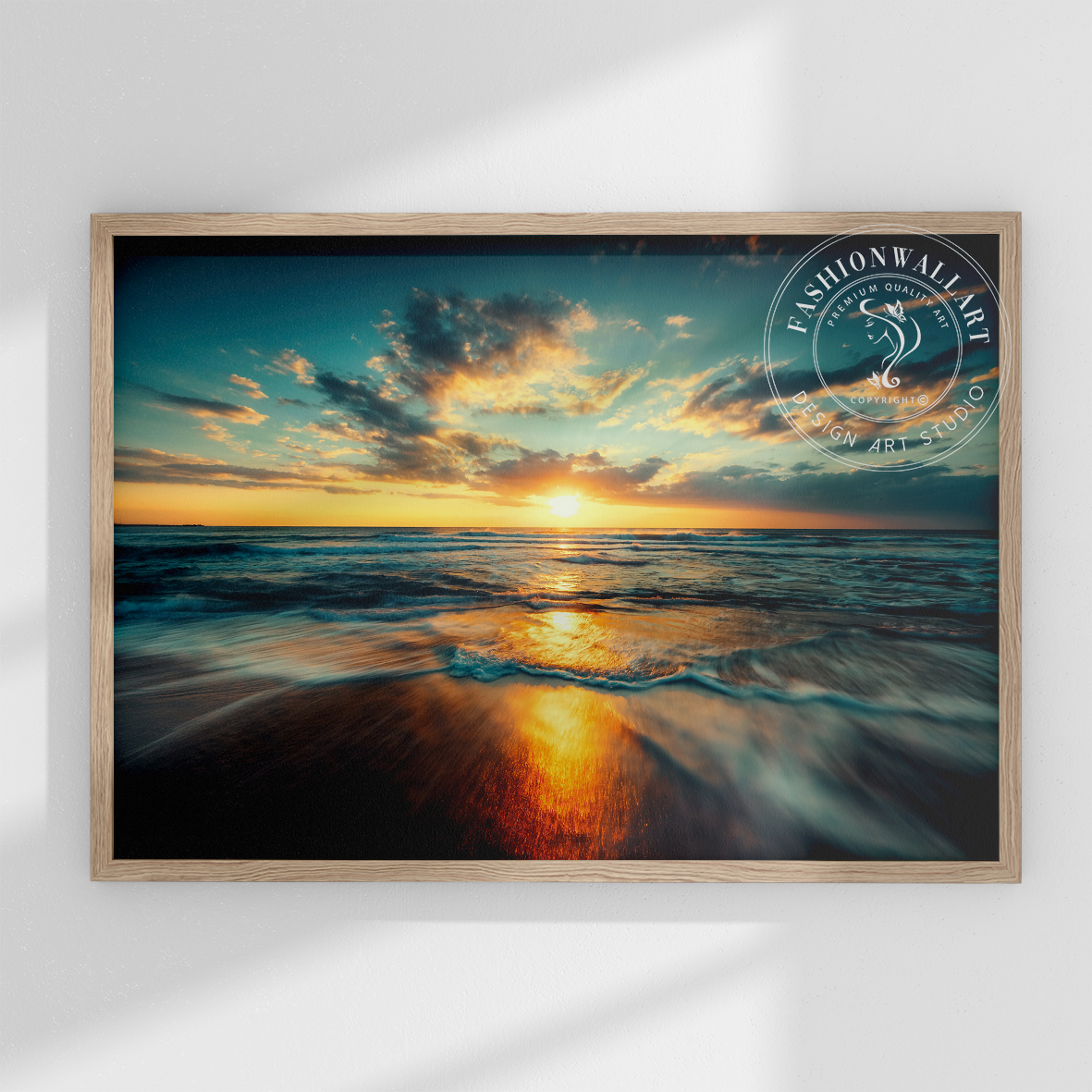 【新品】アートフォト　額ありA4白フチ　海　ビーチ　風景　夕焼け　サンセット 【新品】アートフォト　額ありA4白フチ　海　ビーチ　風景　夕焼け　サンセット