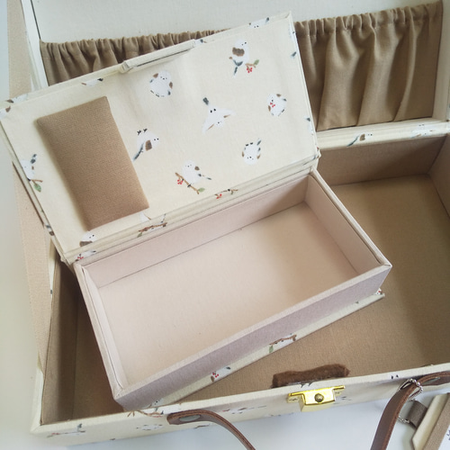 トランク型お裁縫箱とお裁縫道具のセット（ カルトナージュ