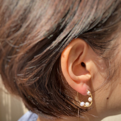Freshwater Pearl Hoop Earrings 5枚目の画像