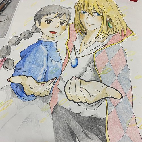 アニメキャラクター 色鉛筆画