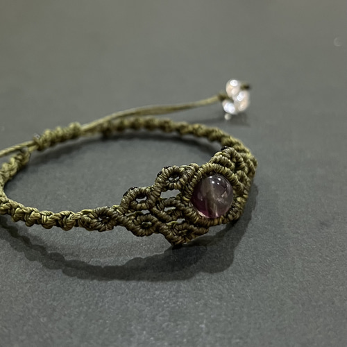 133】フローライトのマクラメ編みブレスレット ブレスレット 楓 通販