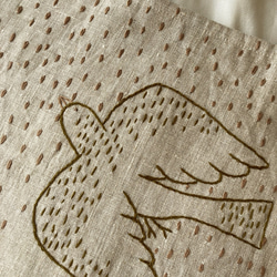 リネン-bird 刺繍バッグ b 3枚目の画像