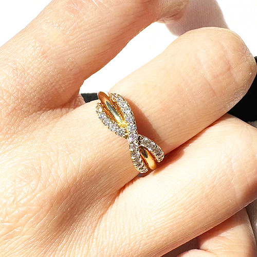 K18 クロス ダイヤモンドリング 0.40ct YG WG PG イエロー