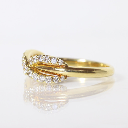 K18 クロス ダイヤモンドリング 0.40ct YG WG PG イエロー