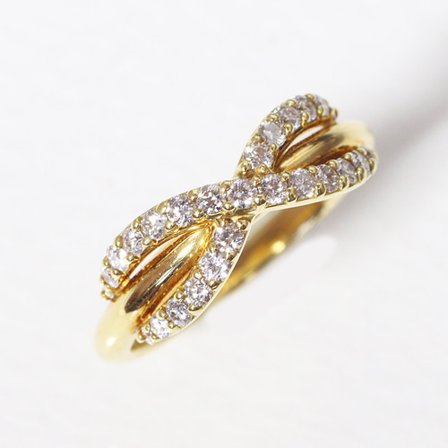 k18 wg クロスデザインのリング K18 クロス ダイヤモンドリング 0.40ct YG WG PG イエロー
