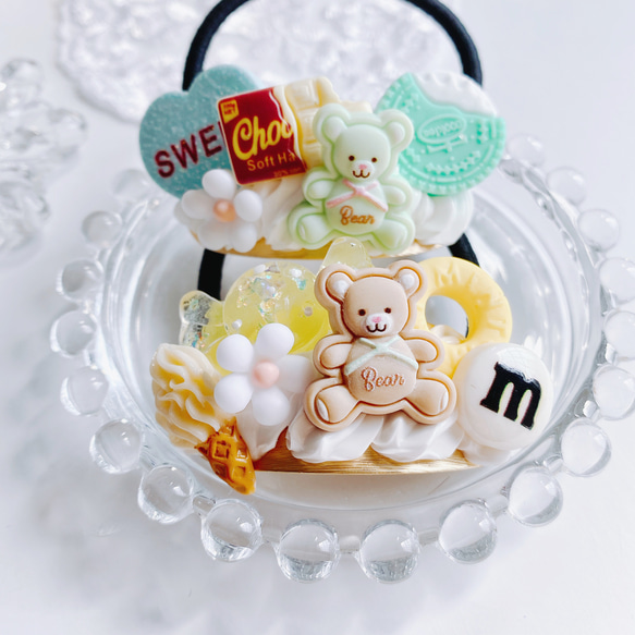 pastel bear 2点セット　lemon＆mint お菓子のヘアゴム  ゆめかわフェイクスイーツ 6枚目の画像