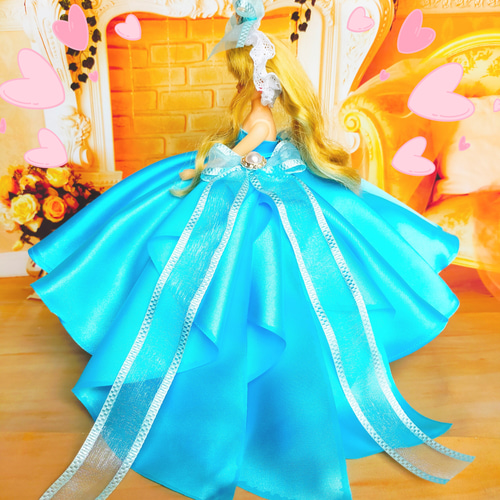 リカちゃんハンドメイド服 ピンクパステルカラーのドレス
