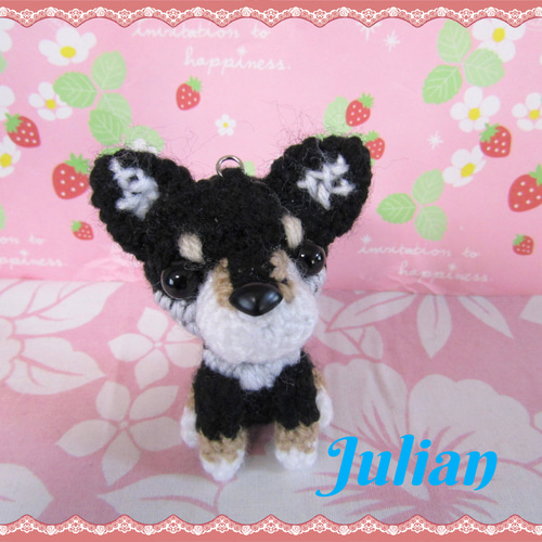 黒柴 お座りポーズ SALE!☆ ストラップorバッグチャーム用 あみぐるみ