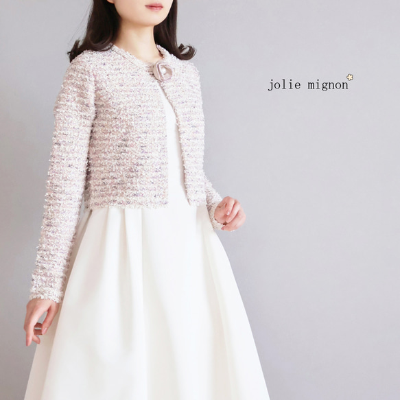 在庫僅か！【ワンピースに合わせやすい◎】コサージュ付きツイード