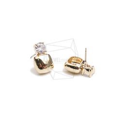 ERG-2333-G【2個入り】スクエアキュービックピアス,Square Cubic Post Earring 2枚目の画像