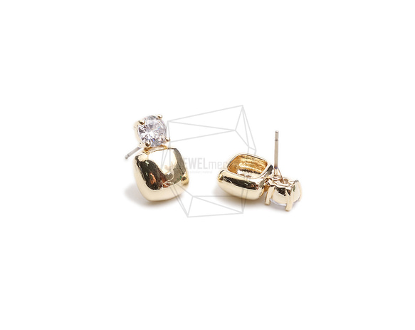 ERG-2333-G【2個入り】スクエアキュービックピアス,Square Cubic Post Earring 2枚目の画像