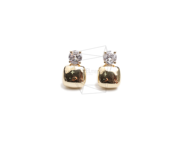 ERG-2333-G【2個入り】スクエアキュービックピアス,Square Cubic Post Earring 1枚目の画像