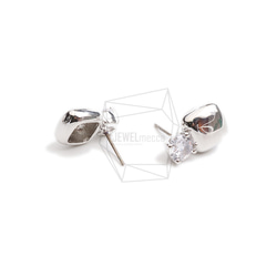 ERG-2333-R [2 pieces] Square Cubic耳環, Square Cubic Post Earring 第3張的照片