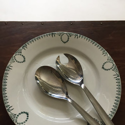 vintage salad server　アンティークサラダサーバー　シンプル　ステンレス　レトロ　キッチン雑貨 2枚目の画像