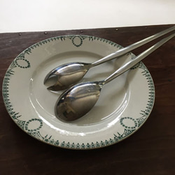 vintage salad server　アンティークサラダサーバー　シンプル　ステンレス　レトロ　キッチン雑貨 4枚目の画像