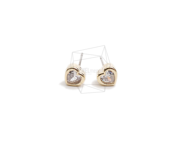 ERG-2335-G【2個入り】ハートキュービックピアス,Heart Cubic Post Earring 1枚目の画像