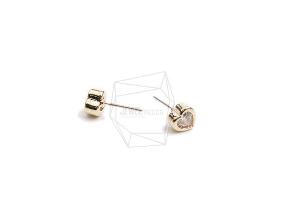 ERG-2335-G【2個入り】ハートキュービックピアス,Heart Cubic Post Earring 3枚目の画像