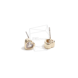 ERG-2335-G【2個入り】ハートキュービックピアス,Heart Cubic Post Earring 2枚目の画像