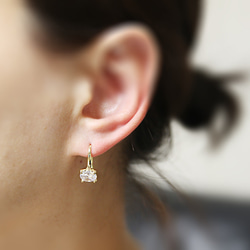 ERG-2336-G【2個入り】CZストーンフックピアス, Simple CZ Stone Hook Earring 6枚目の画像