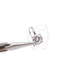 ERG-2336-R【2個入り】CZストーンフックピアス, Simple CZ Stone Hook Earring 4枚目の画像
