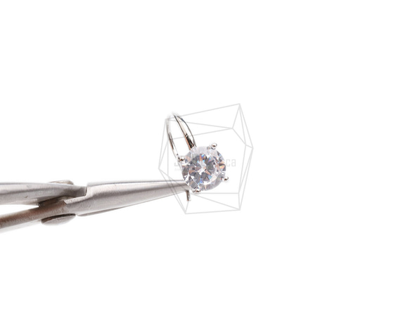 ERG-2336-R【2件】方晶石鉤狀耳環，簡約方晶石鉤狀耳環 第4張的照片