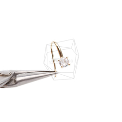 ERG-2337-G【2件】CZ石鉤耳環，簡約CZ石鉤耳環 第4張的照片