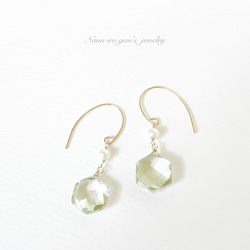 14kgf green amethyst × pearl pierce 4枚目の画像