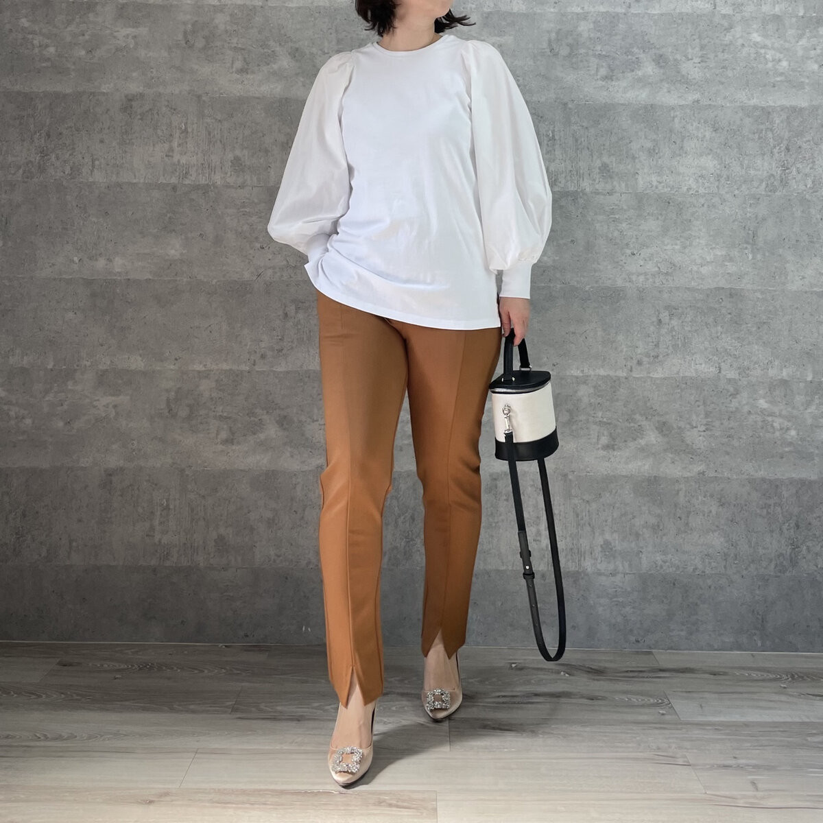 動きやすく楽ちん♡ フロントスリットレギパン キャメル【XL】フォーマルKMC-5 935696