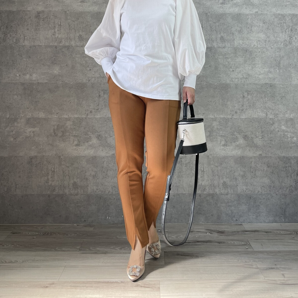 動きやすく楽ちん♡ フロントスリットレギパン キャメル【L】七五三 入学式 旅行 KMC-5 619231