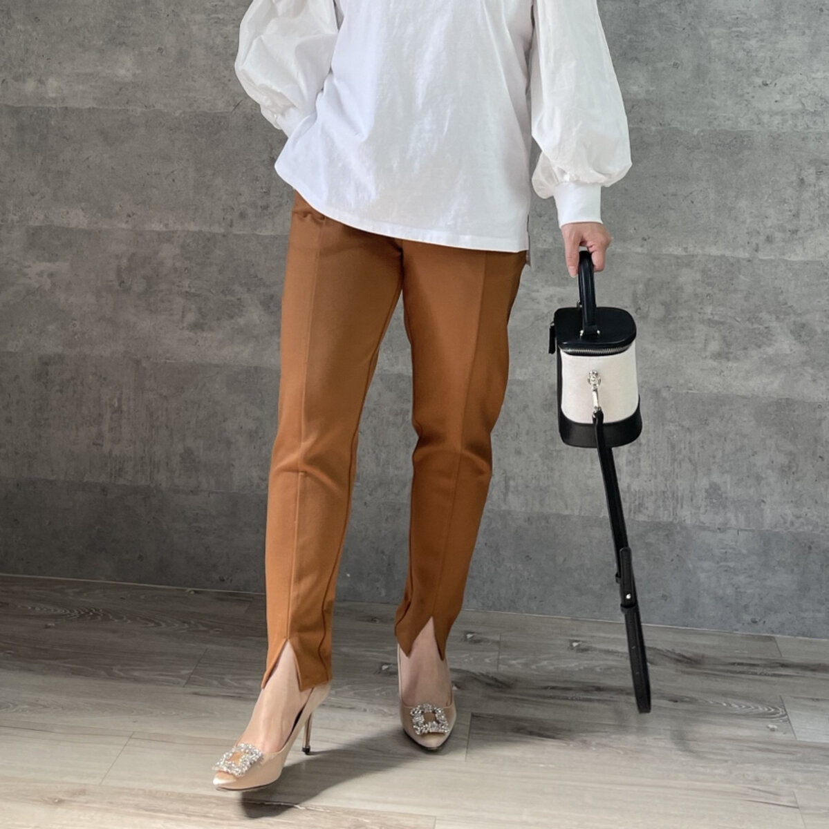 ラスト① 小柄S■動きやすく楽ちん♡ フロントスリットレギパン【キャメル】フォーマル卒業 入学 KMC-5 160754
