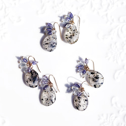由苔石英、海藍寶石和堇青石製成的春季野花耳環 ~ Armelle 第7張的照片