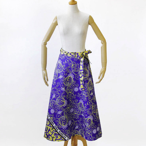 イギリス製 巻きスカート カンガの巻きスカート（ アフリカ布スカート ）ラップスカート ロング