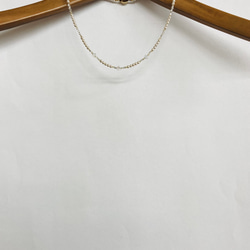 貝ベビーパール+ビーズのネックレス/3mm約43cm/ホワイトベージュ/G/made in japan/ビンテージ 6枚目の画像