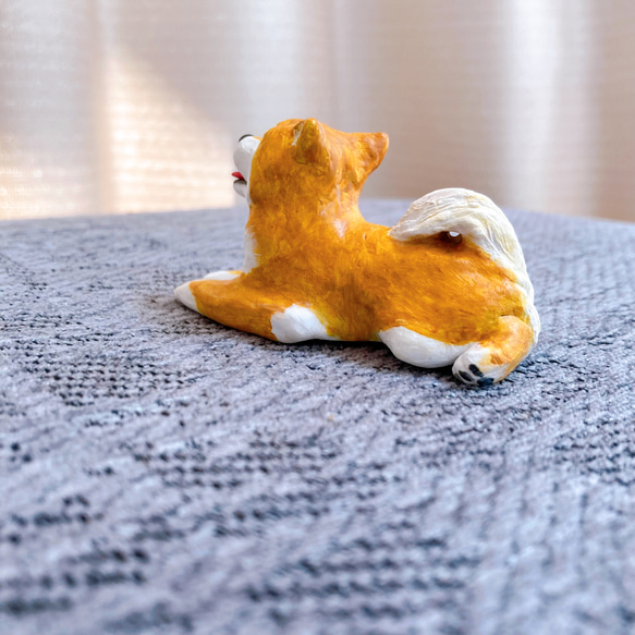 柴犬　ミニチュア　犬　フィギュア　粘土　オブジェ　置物 4枚目の画像