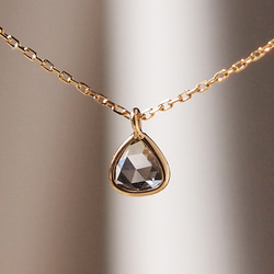 K18ダイヤネックレス　ローズカットダイヤモンド NO.2　シンプル　華奢　しずく　雫　ドロップ 1枚目の画像