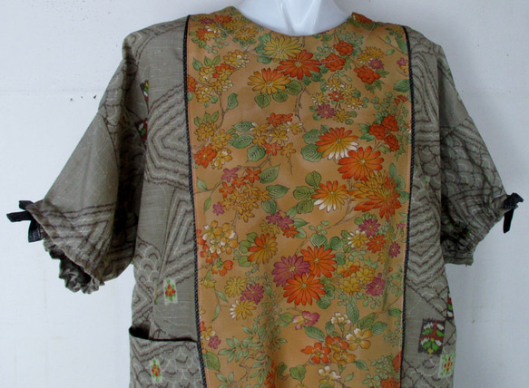 ６９８８　花柄の着物で作ったプルオーバー　＃送料無料 13枚目の画像