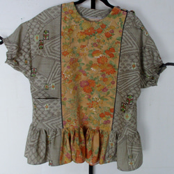 ６９８８　花柄の着物で作ったプルオーバー　＃送料無料 5枚目の画像