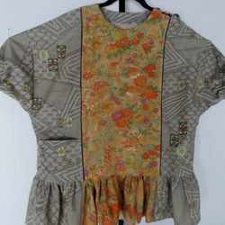 ６９８８　花柄の着物で作ったプルオーバー　＃送料無料 7枚目の画像