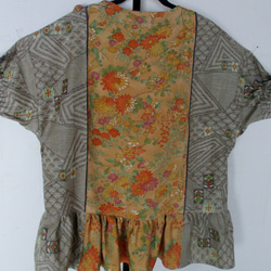 ６９８８　花柄の着物で作ったプルオーバー　＃送料無料 8枚目の画像