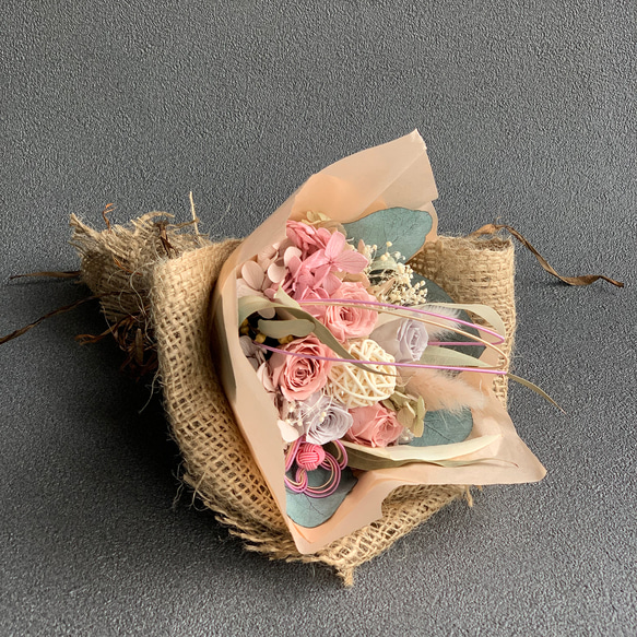 Hanataba「とき」～プリザーブドフラワー花束[miniブーケ 水引付]～ 母の日 誕生日　送別 3枚目の画像