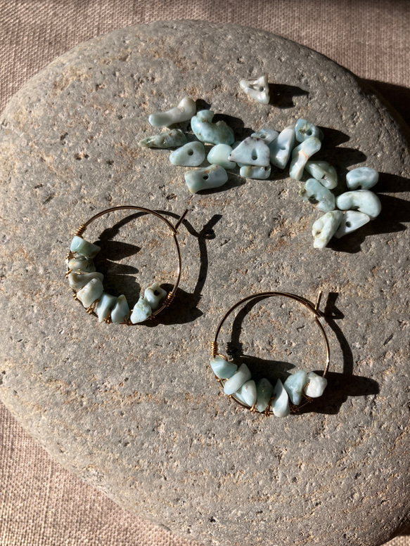 Larimar Hoop Earrings – ラリマー - 2枚目の画像