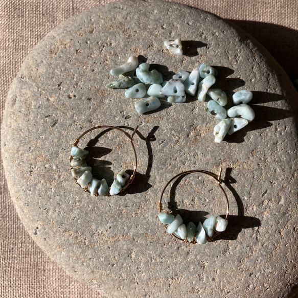 Larimar Hoop Earrings – ラリマー - 5枚目の画像