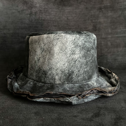 【triangles hat 】Branch black leather  bucket hat 4枚目の画像