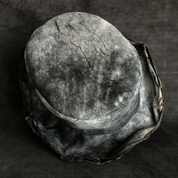 【triangles hat 】Branch black leather  bucket hat 6枚目の画像