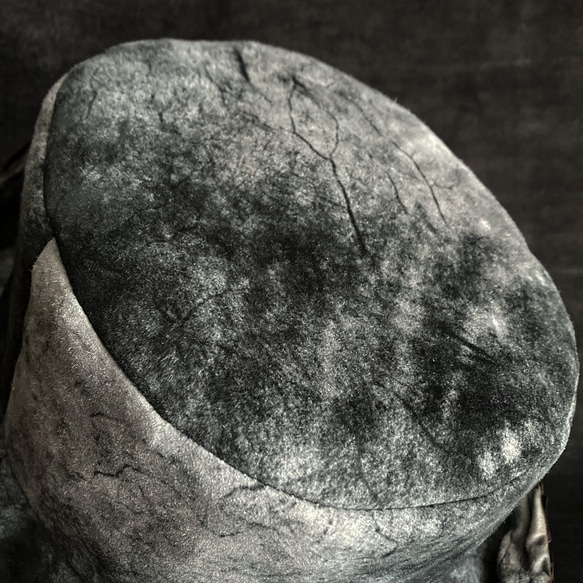 【triangles hat 】Branch black leather  bucket hat 7枚目の画像