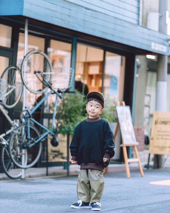 mock neck kids trainer 【 black×brown 】 3枚目の画像