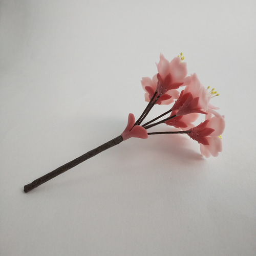 粘土の桜ピック 樹脂粘土の花 濃いピンクでお花見 送料無料 アート