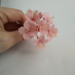 粘土の桜ピック  樹脂粘土の花  濃いピンクでお花見  送料無料 9枚目の画像